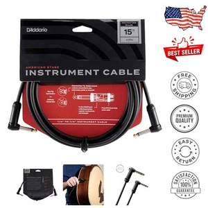 Cable de guitarra de escenario americano D'Addario - 15 pies ángulo recto, conexión geo-punta - Imagen 1 de 8