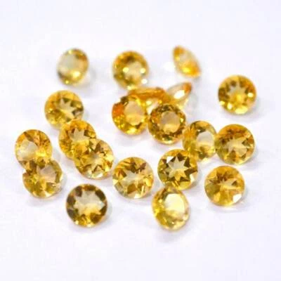 50 Pc Natural Citrine 3.5mm Round Shape Faceted Calibrated Size Loose Gemstone - Image 1 of 4