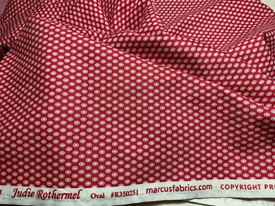 Aunt Grace SIMPLY CHARMING Red Ovals Judie Rothermel Cotton Fabric Marcus FQ - Image 1 of 3