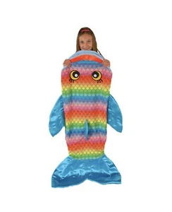 Snuggie Tails Velveteen Character Wrap Blanket - Rainbow Fish Tail - Picture 1 of 2