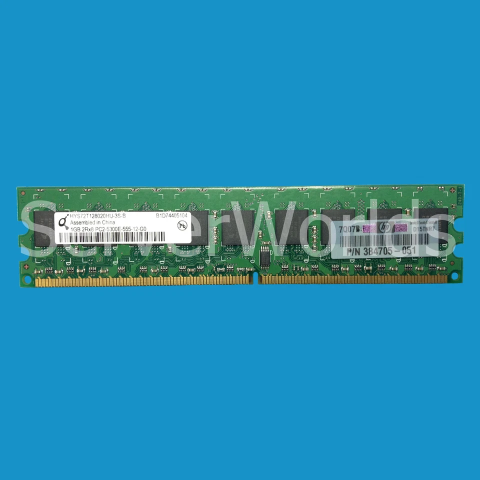 HP 384705-051 1GB PC2-5300 DDR2 ECC Memory Module 392283-001 - Image 1 of 1
