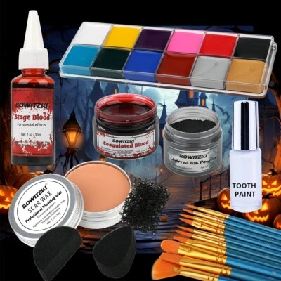 Kit de Maquillaje SFX Efectos Especiales Kit de Maquillaje Halloween Set Teatral Kit de Cera Cicatriz Foto 1 de 4
