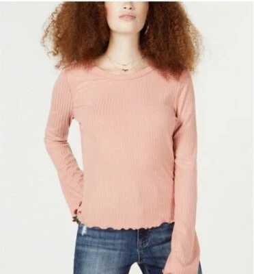 NWT American Rag Juniors Lace Up Ribbed Top Cameo Brown Size M - Image 1 of 4