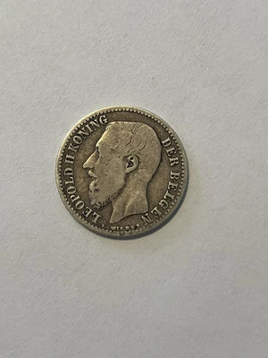 1887 Belgium 1 Franc Leopold II  Coin - Image 1 of 4