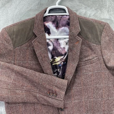 Ted Baker Blazer Mens 5 Sport Coat herringbone Casual Jacket suit WOOL tweed - Image 1 of 4