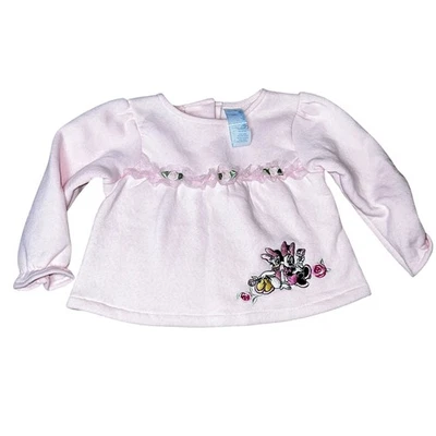 Sudadera Vintage Disney Bebé Minnie Mouse y Margarita Rosa Bordada Rosa 18m - Imagen 1 de 4