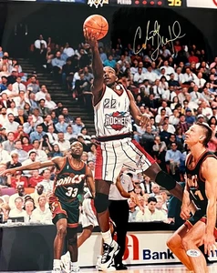 Clyde Drexler Signed Autographed Houston Rockets Layup 16x20 Photo PSA - Picture 1 of 1