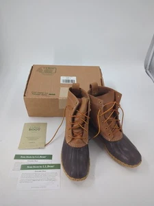 LL Bean Men's Brown Leather Lace Up Duck Boots Size 9 M- Made In Maine,USA - Picture 1 of 10