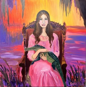 Lana Del Rey Sumpf Hexe Vibes Alligator Halloween Ölgemälde Deko Original  - Bild 1 von 4