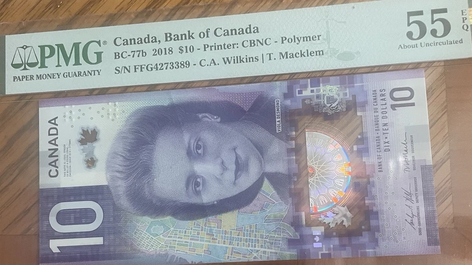 Billete de 10 dólares canadiense 2018 con Viola Desmond y holograma hermoso estado Foto 1 de 2