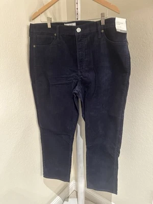 Gap Vintage Slim High Rise Navy Blur Velvet Stretch Pants Womens size 35/20R NWT - Image 1 of 4