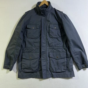 LL Bean Field Jacket Mens Large Blue Outdoor Military Safari Pockets Hooded - Picture 1 of 12