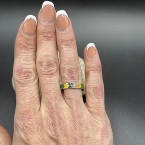 Anillo de plata esterlina apilable vintage esmaltado Siam #I195 - Imagen 1 de 14