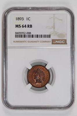 1893 INDIAN HEAD CENT NGC MS64 RB - Image 1 of 2