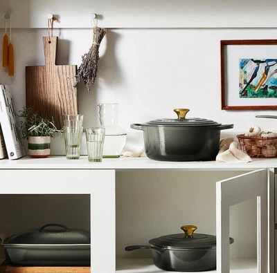 Signature 8-Qt Thyme Enameled Cast Iron Oval Dutch Oven – Durable & Versatile - Image 1 of 4