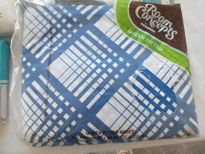 U Pick choice Queen percale fitted sheet vintage NOS NIP pillowcase pair Muslin - Image 1 of 4