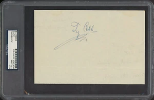 Tigers Ty Cobb Authentic Signed 4.75x7.25 Cut Signature PSA/DNA Slabbed - Picture 1 of 2