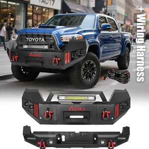 Protector de parachoques delantero o trasero con luces LED y anillos en D para Toyota Tacoma 2016-2023 - Imagen 1 de 16