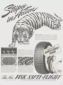 1941 FISK TIRES vintage print ad Chicopee Falls Massachusetts tiger auto car L7 - Picture 1 of 1