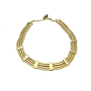 VTG Gold Tone Snake Chain Adjustable 17" Collar Necklace Unisex Statement - Picture 1 of 10