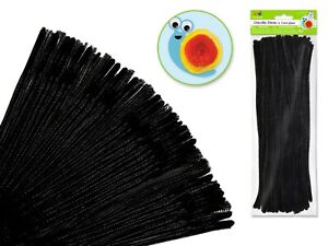 Black Chenille Stems/ Pipe Cleaners, 6mm X 30cm, 100 Pieces