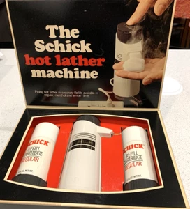 Vintage 1970s Schick Hot Lather Shaving Set NEW NIB Machine Refills Prop - Picture 1 of 6