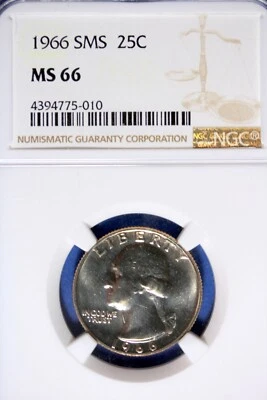 1966 - NGC MS66 SMS WASHINGTON QUARTER!!  #B49379 - Image 1 of 2