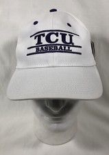 Vintage TCU Horned Frogs Baseball Bar Style Embroidered Purple & White Cap, Hat