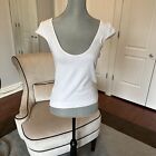 Free People Deep Scoop (front or Back) Tee White Ivory Size Large $48
