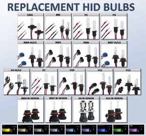 HID Replacement Bulbs H1 H3 H4 H7 H11 H13 5202 880 9005 9006 9004 9007 D1S D2S - Picture 1 of 22