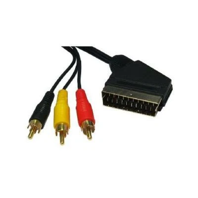 GP1578 Scart Conector A 3x Phono Rca Conector, 5 Metros Cable Dorado Clavijas - Imagen 1 de 2