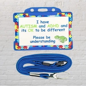 Autism And ADHD Awareness Card & Lanyard • 10 Colours Available FREE UK 🚚 - Picture 1 of 6