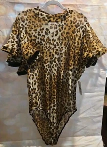 Women's Plus Size 2 Animal Print Mesh Bodysuit With Wire Sleeves NWTS - Picture 1 of 7