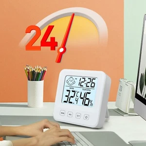 Pantalla LCD Electrónica Termómetro Higrómetro con Retroiluminación Reloj de Tiempo -50~70°C - Imagen 1 de 9