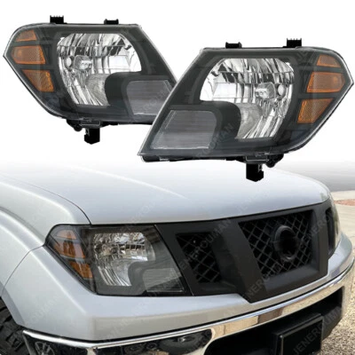 Black Pair Headlight For 09-21 Nissan Frontier Headlamp Head Light Lamp W/O bulb - Image 1 of 4