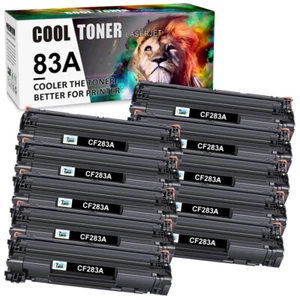 10 Pack Set Black CF283A Toner For HP 83A LaserJet Pro MFP M201dn M225dn M225dw - Picture 1 of 11