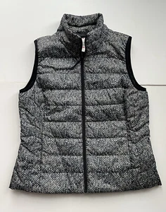 Rafaella Sport Puffer Quilted Vest Womens Medium Black Herringbone Pockets - Picture 1 of 5