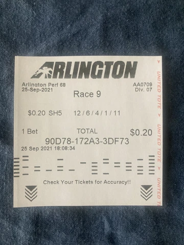 ARLINGTON PARK RACETRACK FINAL RACE EVER BETTING TICKET STUB RACE 9 - 9/25/2021 Cover