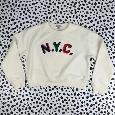 Sudadera J.Crew Corte Redondo Niñas Bordada Nueva York Gráfico Cuello Redondo MEDIANA CD071 Foto 1 de 4