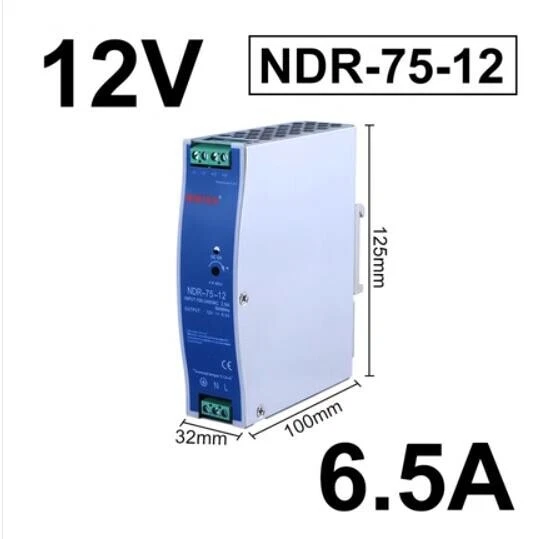 1PCS 1PCS Meanwell NDR-75-12 V6.5A75W AC to DC track switching power supply new - Image 1 of 1