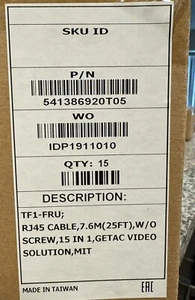 x1 RJ45 Cable 25ft - Getac Video 541386920T05 IDP1911010 - Picture 1 of 3