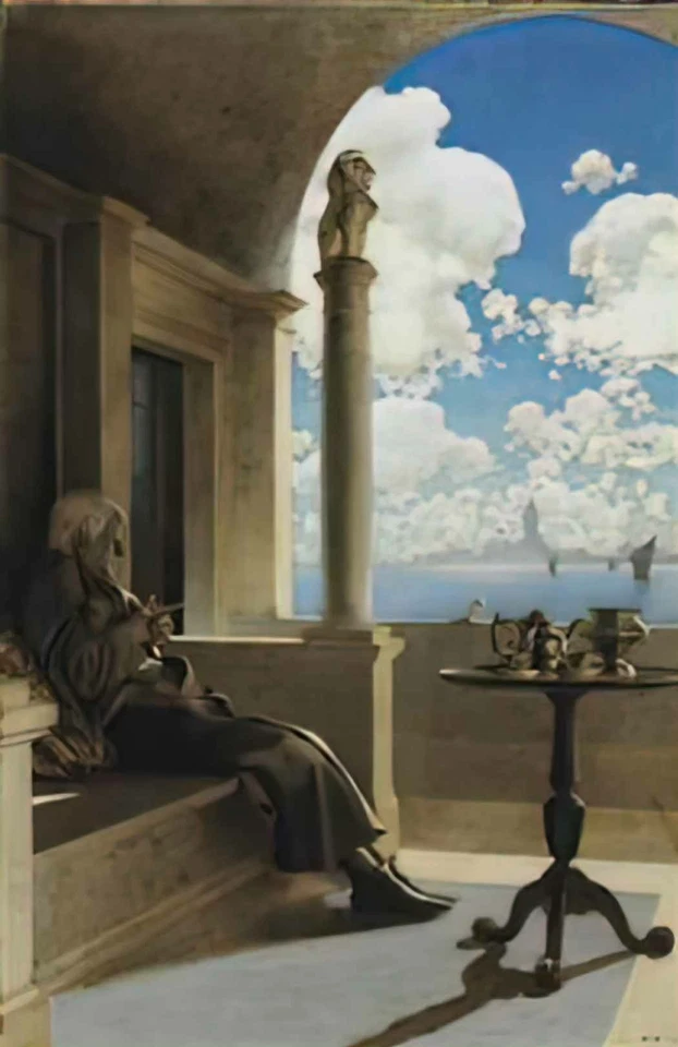 Maxfield Parrish photo A4 cardinal archbishop sat on his shaded balcony 1901 - Image 1 of 1