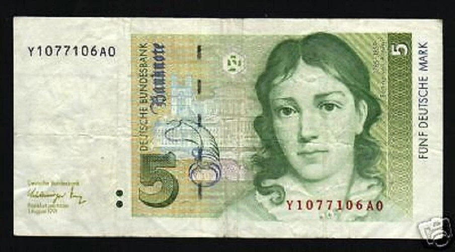 GERMANY 5 MARKS P37 1991 REPLACEMENT EURO BRANDENBURG CURRENCY MONEY BANK NOTE - Image 1 of 1