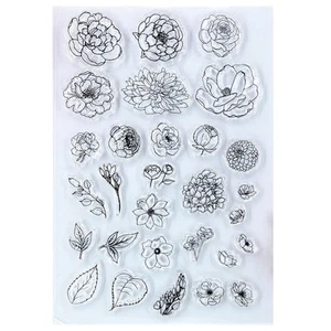 Flowers Leaves Clear Stamps for Card Making Decoration and DIY Scrapbooking - Picture 1 of 2
