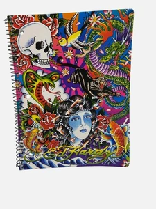 Cuaderno Lisa Frank Ed Hardy Espiral Colorido Mariposa Calavera Tatuaje De Colección Leer - Imagen 1 de 5