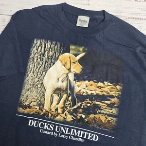 Ducks Unlimited Shirt Mens XL Larry Chandler Art 1995 Navy Single Stitch USA - Picture 1 of 11