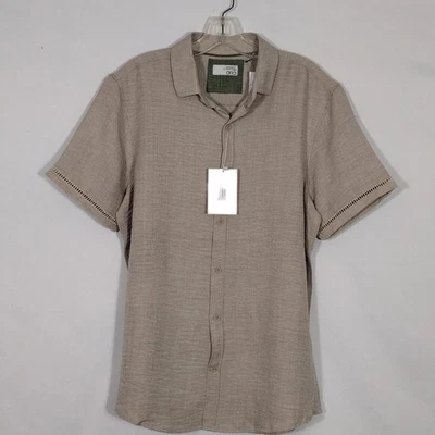 Nuevo con etiquetas Essex Crossings Aria Sand Ligero Texturizado Manga Corta Tejido Hombres Talla Pequeña Foto 1 de 4