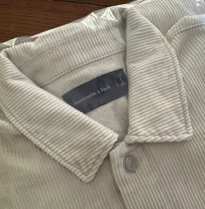 Abercrombie & Fitch Corduroy Shirt Jacket L Cotton Shacket Heavy NWT Cream Men’s - Picture 1 of 11