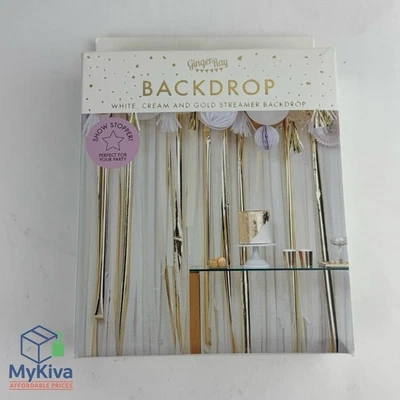 Ginger Ray Backdrop White Cream Gold Metallic Streamer Party Mix It Up — 第 1/4 张图片
