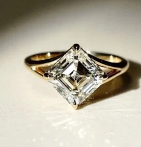 Asscher Cut Moissanite Wedding Ring Engagement Ring, Anniversary Gift For Her - Picture 1 of 5